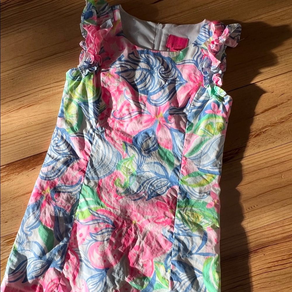 Lilly Pulitzer Mini Steffi Shirt Dress 6 Havana Cocktail Ruffle Sleeve Pink